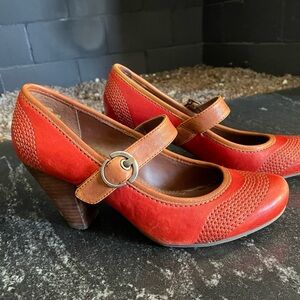 Nicole Red and Tan Mary Janes